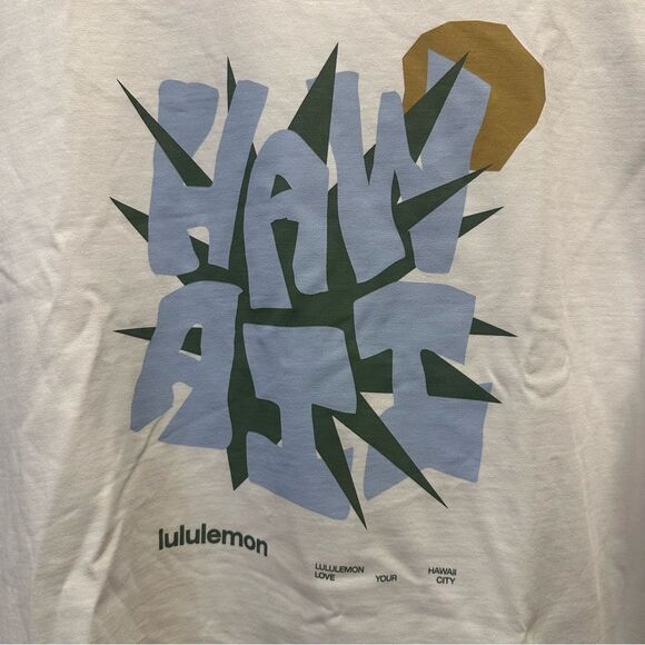 NWT 10 Lululemon Relaxed-Fit Cotton Jersey T-Shirt Hawaii City Big Island Logo - Picture 2 of 6